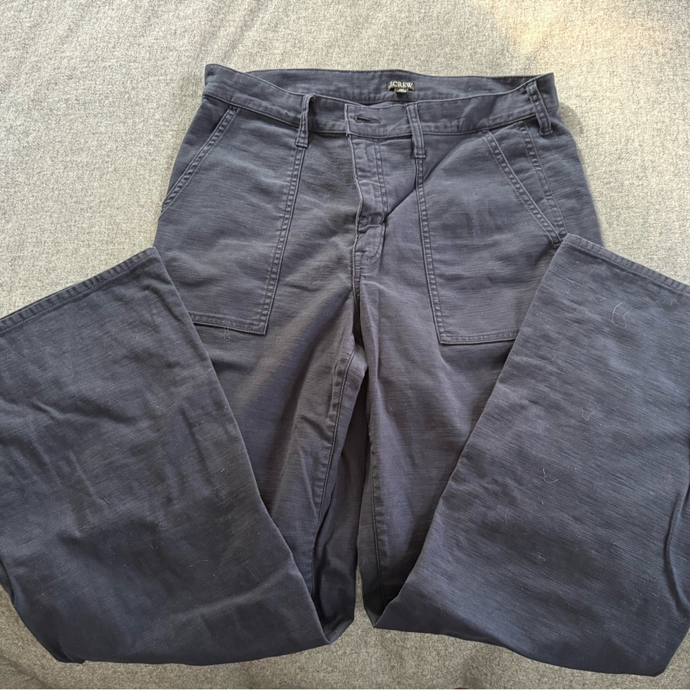 J Crew Camp Pocket Wide Leg Pants in Stretch Cotton - Picture 4 of 6